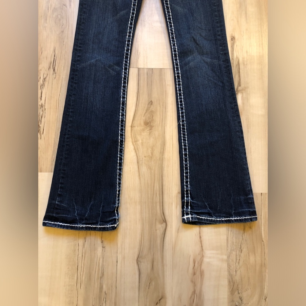 Vintage Y2K LA Idol Jeans 3 Low Rise Bootcut Rhinestone McBling Dark Wash 27 28" - Picture 5 of 16